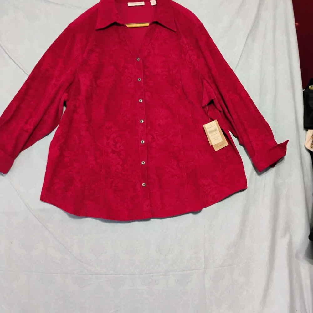 Coldwater Creek Red Button Down Shirt